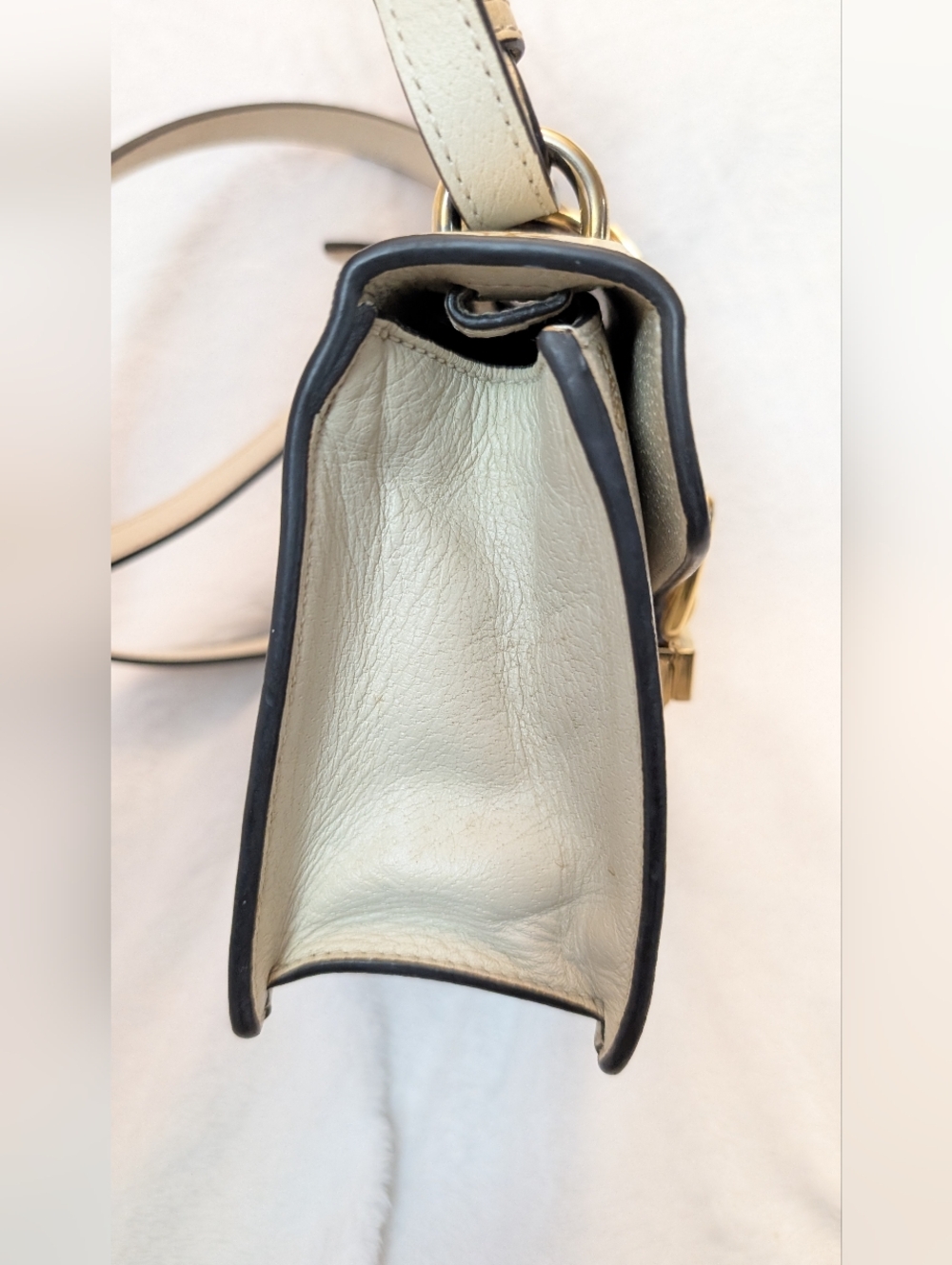 GUCCI Sylvie Sherry Line Bee Star 2Way Leather Handbag Shoulder Bag off White  - Picture 3 of 15